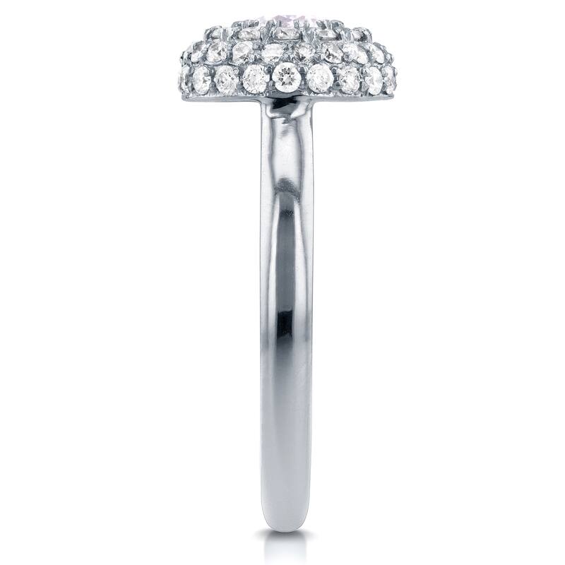 Annello by Kobelli 14k White Gold 4/5ct TDW Rounded Dome Cluster Diamond Engagement Ring