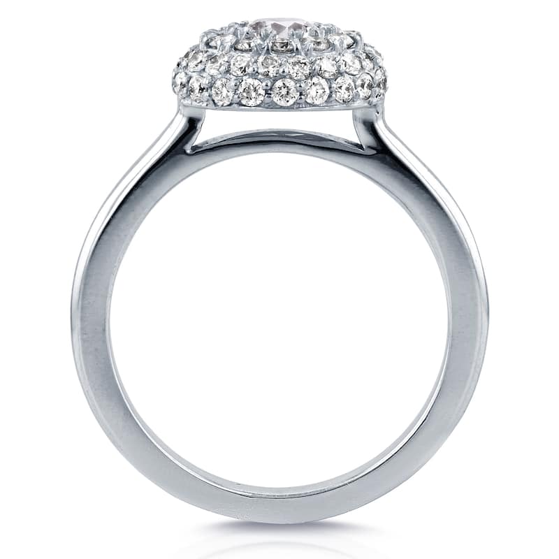 Annello by Kobelli 14k White Gold 4/5ct TDW Rounded Dome Cluster Diamond Engagement Ring