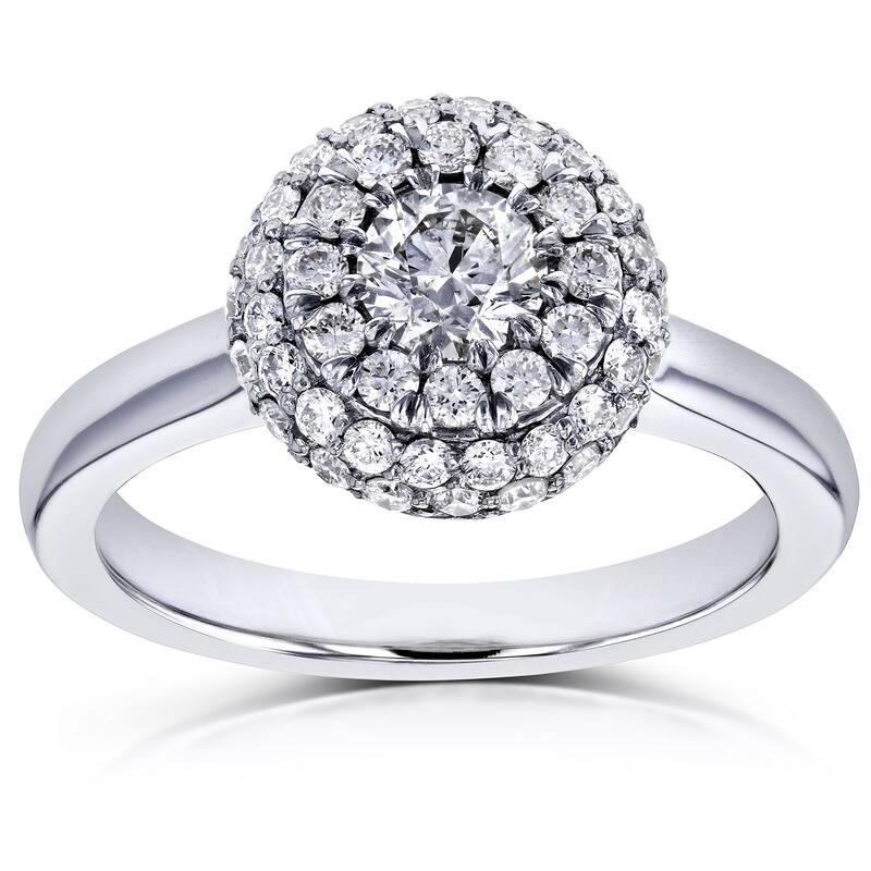 Annello by Kobelli 14k White Gold 4/5ct TDW Rounded Dome Cluster Diamond Engagement Ring
