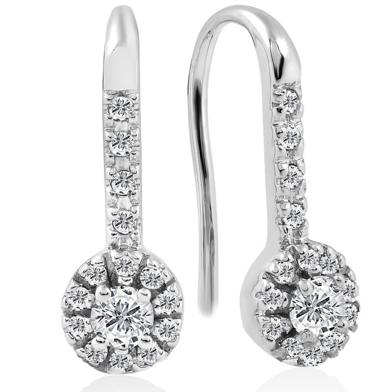10k White Gold 1/4 ct TDW Diamond Halo Drop Stud Earrings
