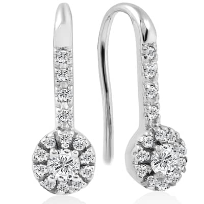 10k White Gold 1/4 ct TDW Diamond Halo Drop Stud Earrings