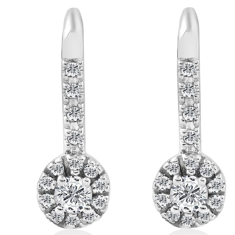 10k White Gold 1/4 ct TDW Diamond Halo Drop Stud Earrings