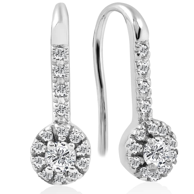 10k White Gold 1/4 ct TDW Diamond Halo Drop Stud Earrings