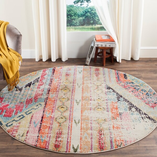 Safavieh Monaco Vintage Boho Multicolored Distressed Rug - 4' Round