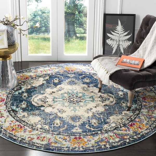 Safavieh Monaco Bohemian Medallion Navy Light Blue Distressed Safavieh Monaco Bohemian Medallion Navy Light Blue Distressed Rug 6 X27 7