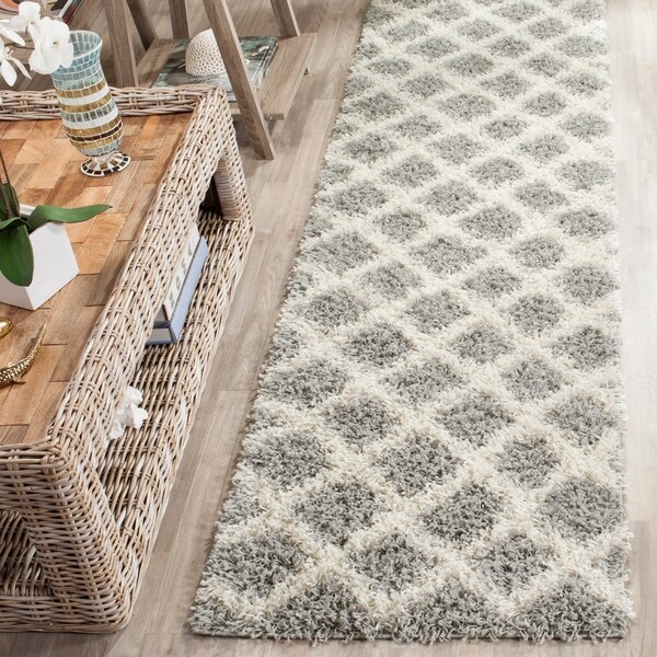 Safavieh Dallas Shag Grey / Ivory Area Rug Runner - 2'3" x 10'
