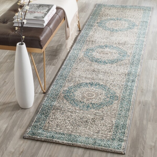 Safavieh Sofia Vintage Medallion Light Grey Blue Runner Rug Safavieh Sofia Vintage Medallion Light Grey Blue Runner Rug 2 X27