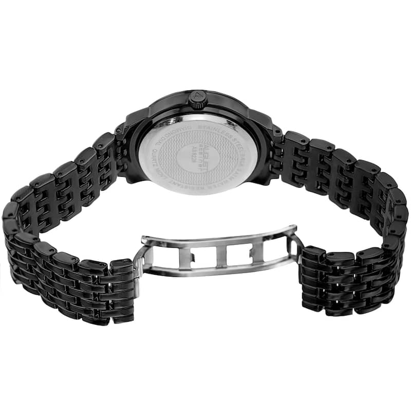 August Steiner Women's Quartz Multifunction Diamond Black Bracelet Watch