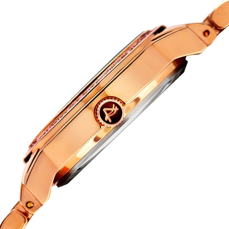 August Steiner Women's Quartz Multifunction Diamond Rose-Tone Bracelet Watch