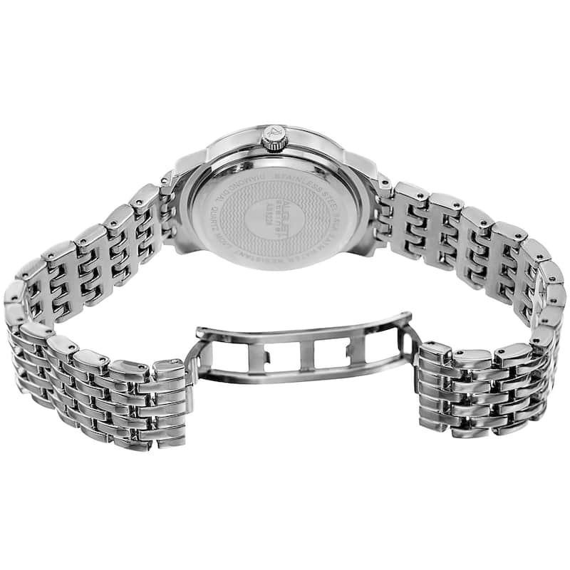 August Steiner Women's Quartz Multifunction Diamond Silver-Tone Bracelet Watch