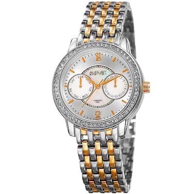 August Steiner Women's Quartz Multifunction Diamond Two-Tone Bracelet Watch