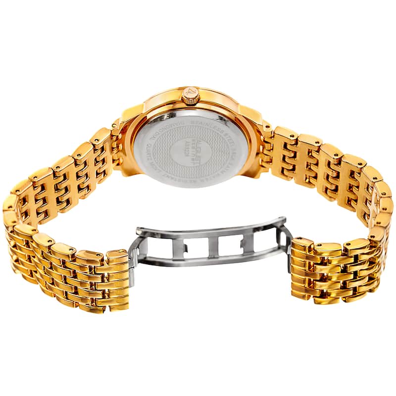 August Steiner Women's Quartz Multifunction Diamond Gold-Tone Bracelet Watch
