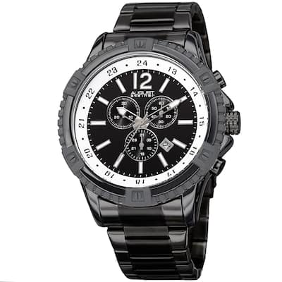 August Steiner Men's Chronograph Multifunction Rustic Black Bracelet Watch
