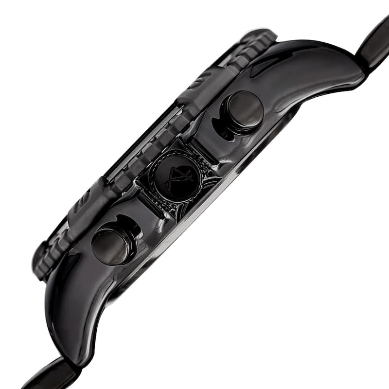 August Steiner Men's Chronograph Multifunction Rustic Black Bracelet Watch