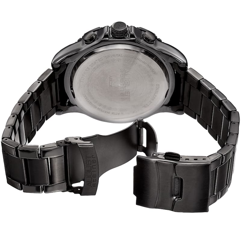 August Steiner Men's Chronograph Multifunction Rustic Black Bracelet Watch