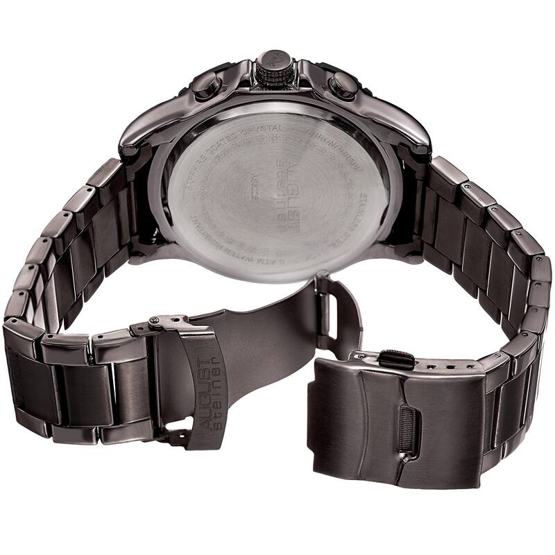August Steiner Men's Chronograph Multifunction Rustic Gun/Orange Bracelet Watch