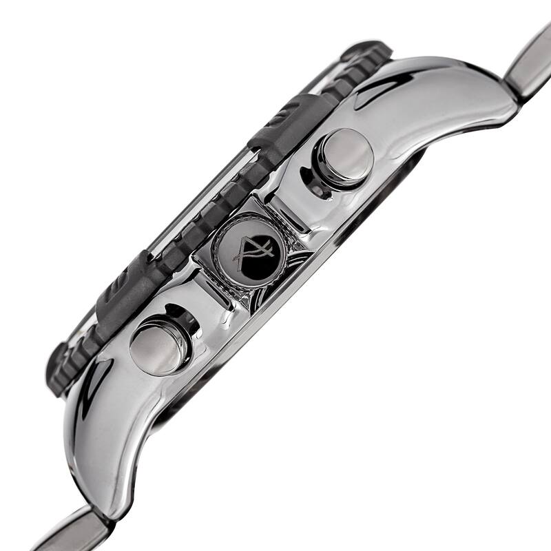 August Steiner Men's Chronograph Multifunction Rustic Silver & Rose-Tone Bracelet Watch