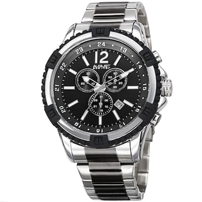 August Steiner Men's Chronograph Multifunction Rustic Two-Tone Bracelet Watch