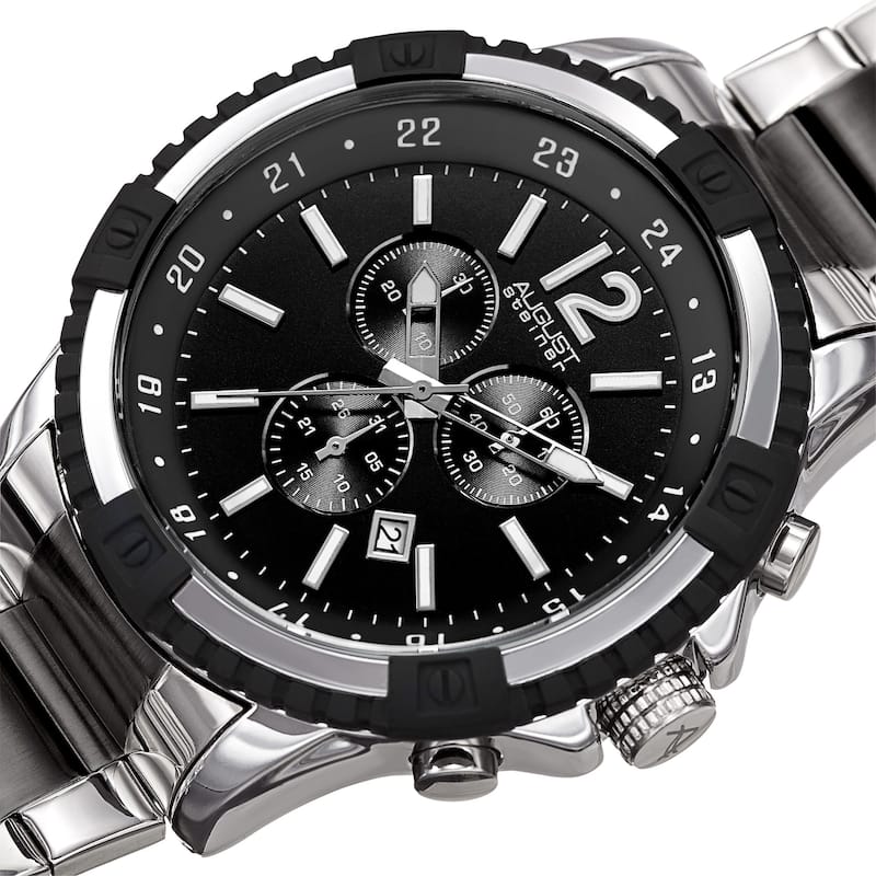 August Steiner Men's Chronograph Multifunction Rustic Two-Tone Bracelet Watch