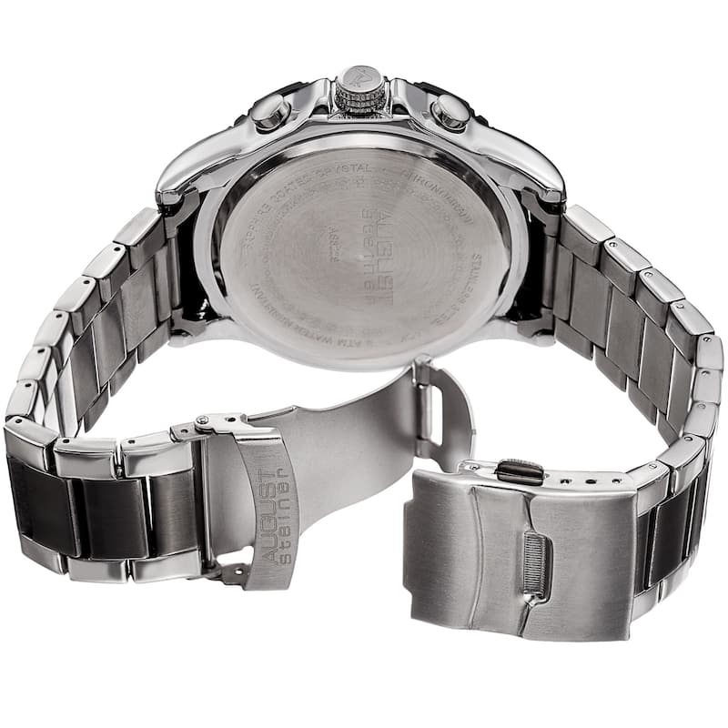 August Steiner Men's Chronograph Multifunction Rustic Two-Tone Bracelet Watch
