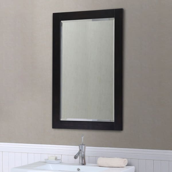 Infurniture Dark Brown Wood Contemporary Style Beveled Edge Infurniture Dark Brown Wood Contemporary Style Beveled Edge Wall Mirror