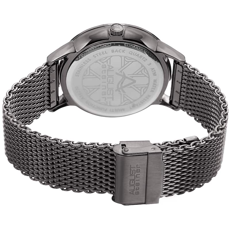 August Steiner Men's Sporty Retrograde Multifunction Mesh Green Bracelet Watch