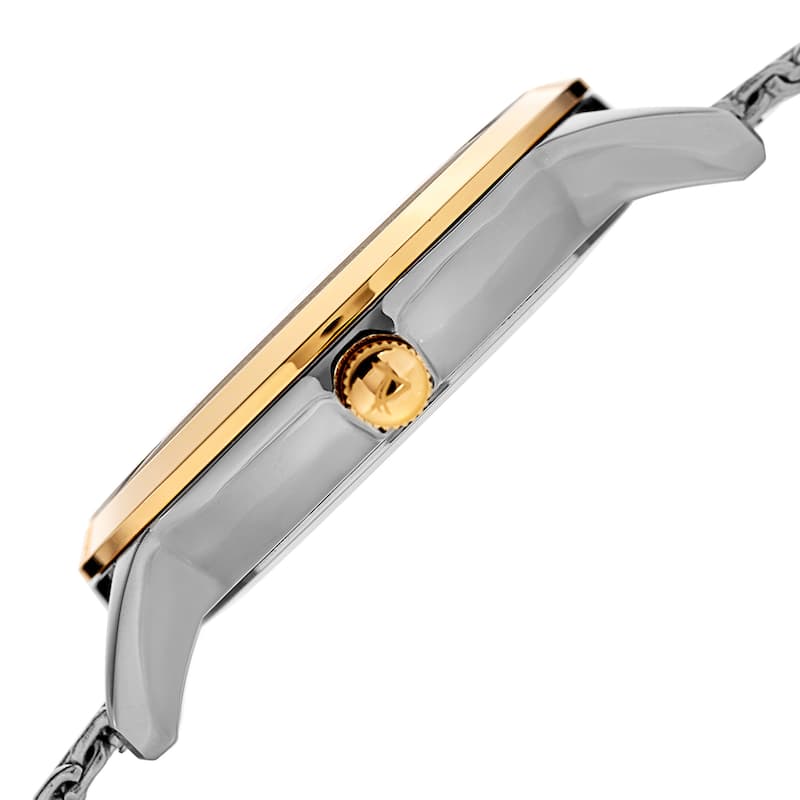 August Steiner Men's Sporty Retrograde Multifunction Mesh Gold-Tone/Blue Bracelet Watch