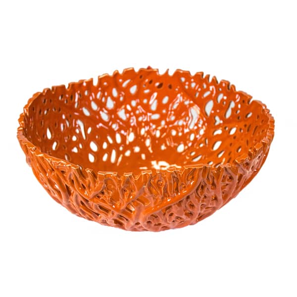 Sagebrook Home Decorative Ceramic Orange Coral Bowl Overstock 14198880