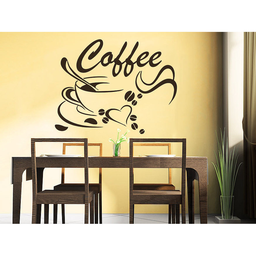 2 Coffee Cups Kitchen Wall Art Stickers Cafe Vinyl Decals Decor Mural 