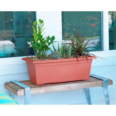 Bloem Veranda Terra Cotta Orange Plastic 26-inch Deck Box Planter