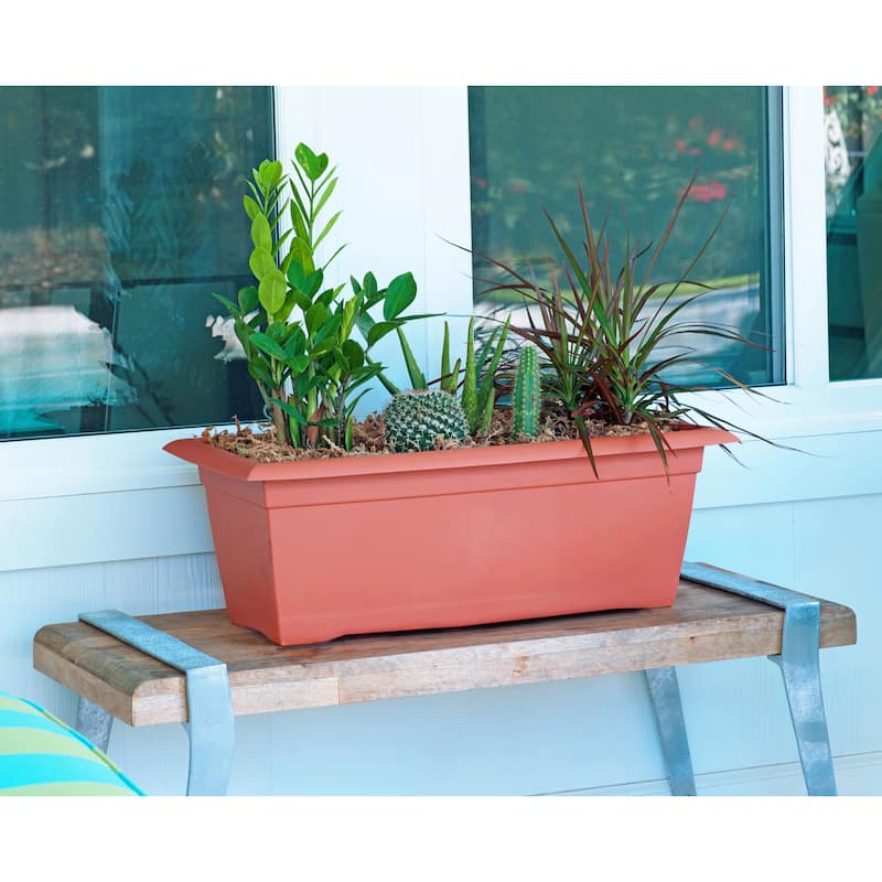 Bloem Veranda Terra Cotta Orange Plastic 26-inch Deck Box Planter