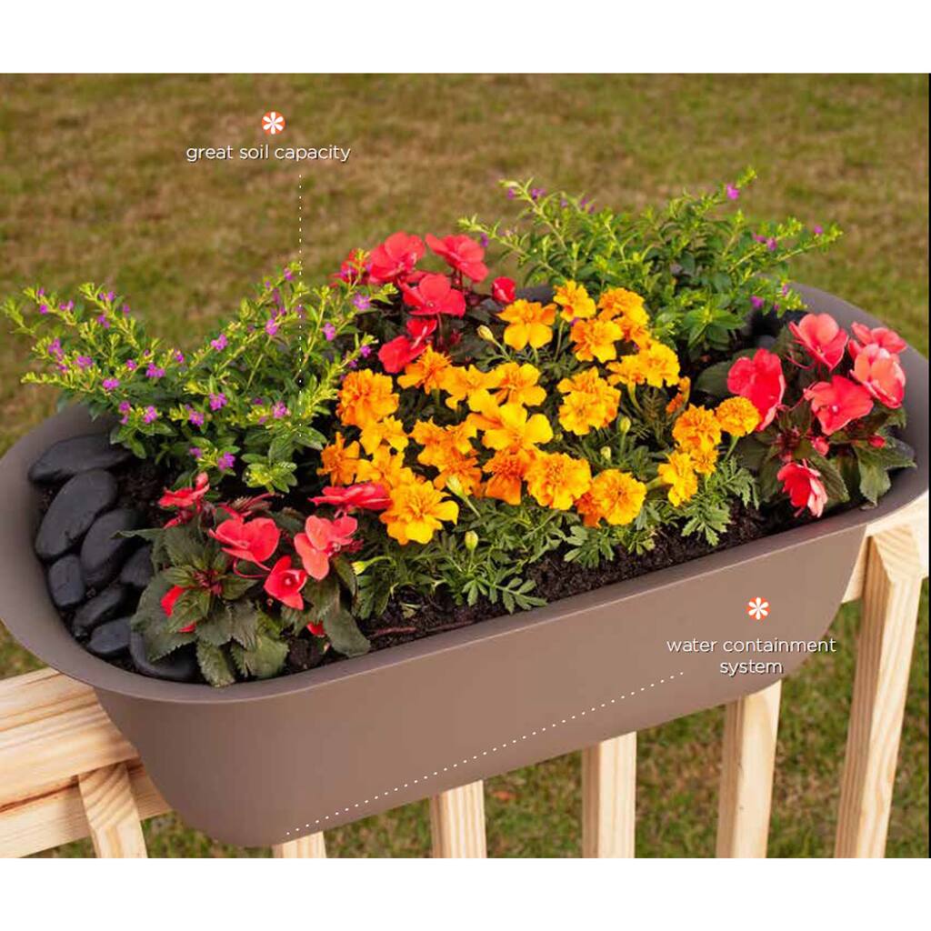 Bloem Modica Chocolate Plastic 24-inch Deck Rail Planter
