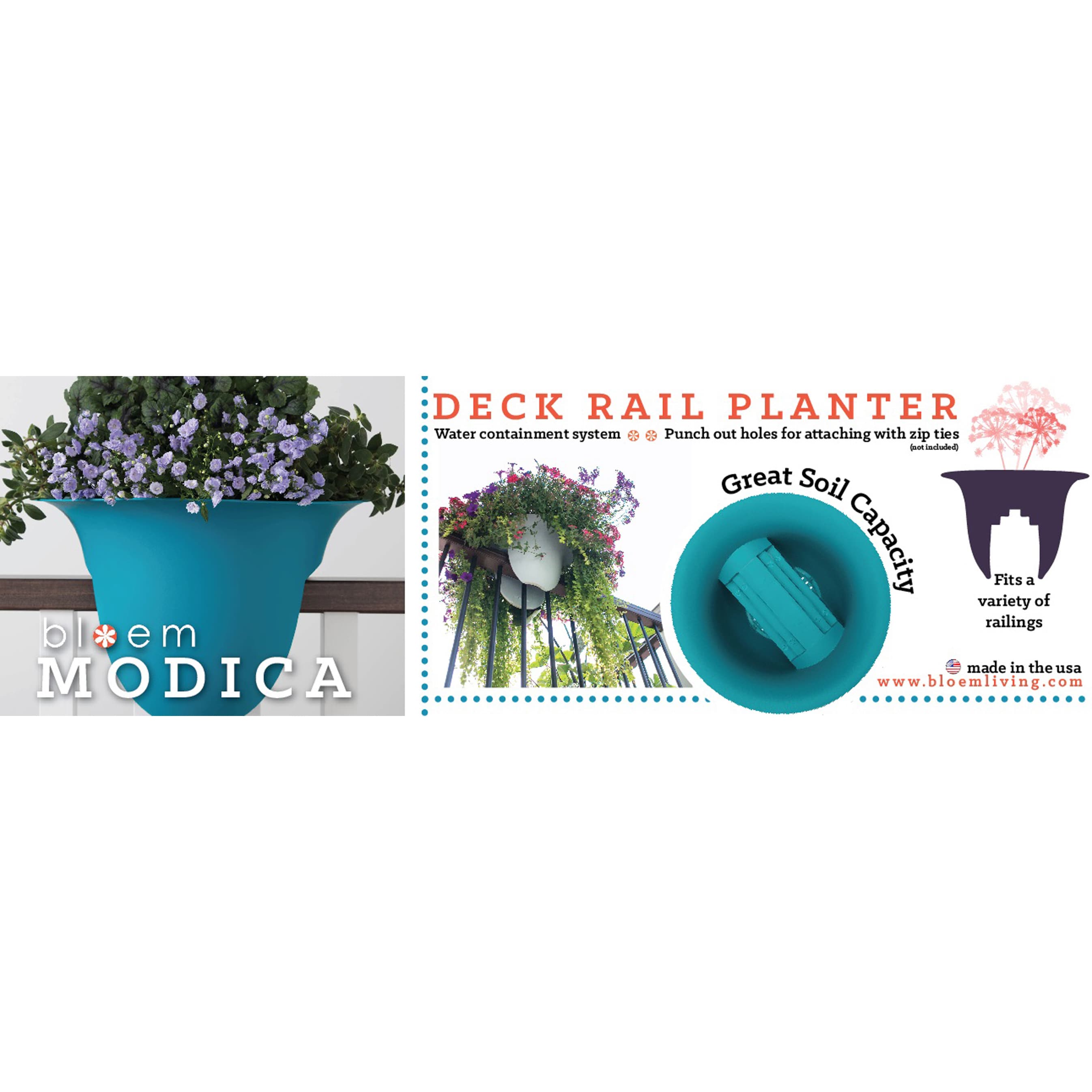 BLOEM 24 MODICA Rail Planter Passion Fruit Pack of 2