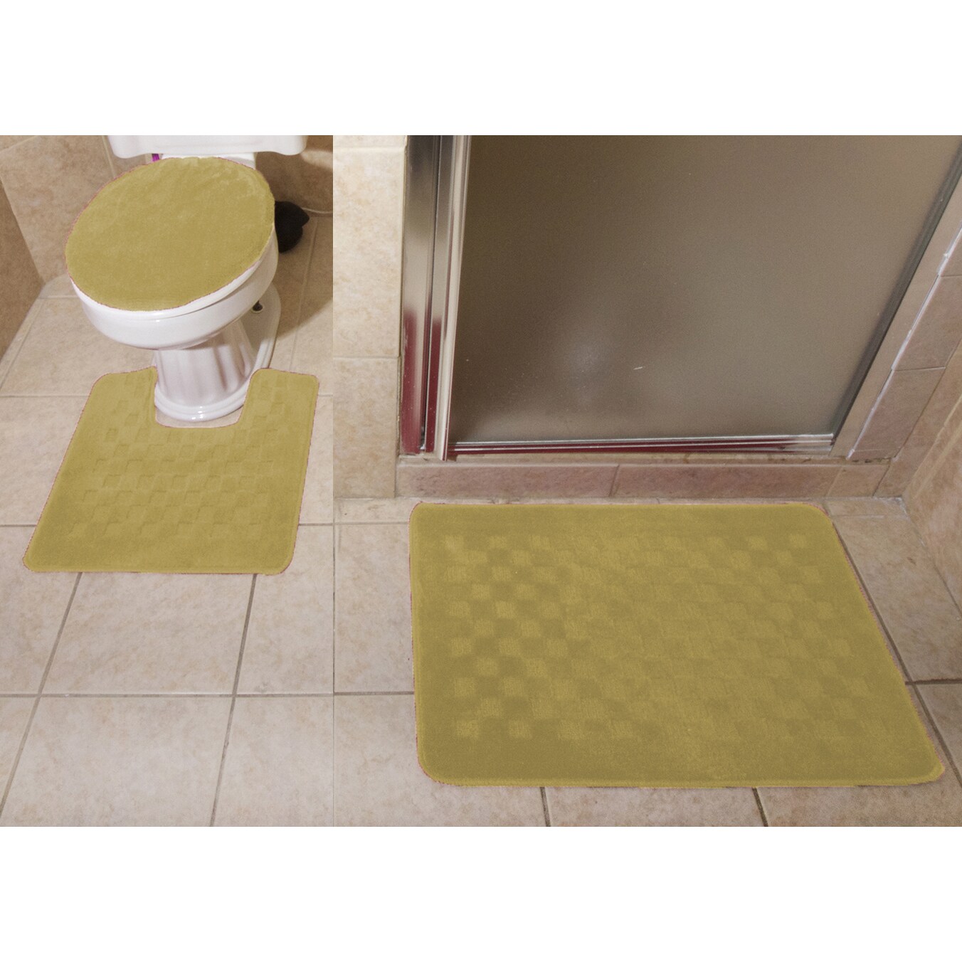 3 Piece Checkerboard Design Bathroom Rug Set 3 Piece Checkerboard Design