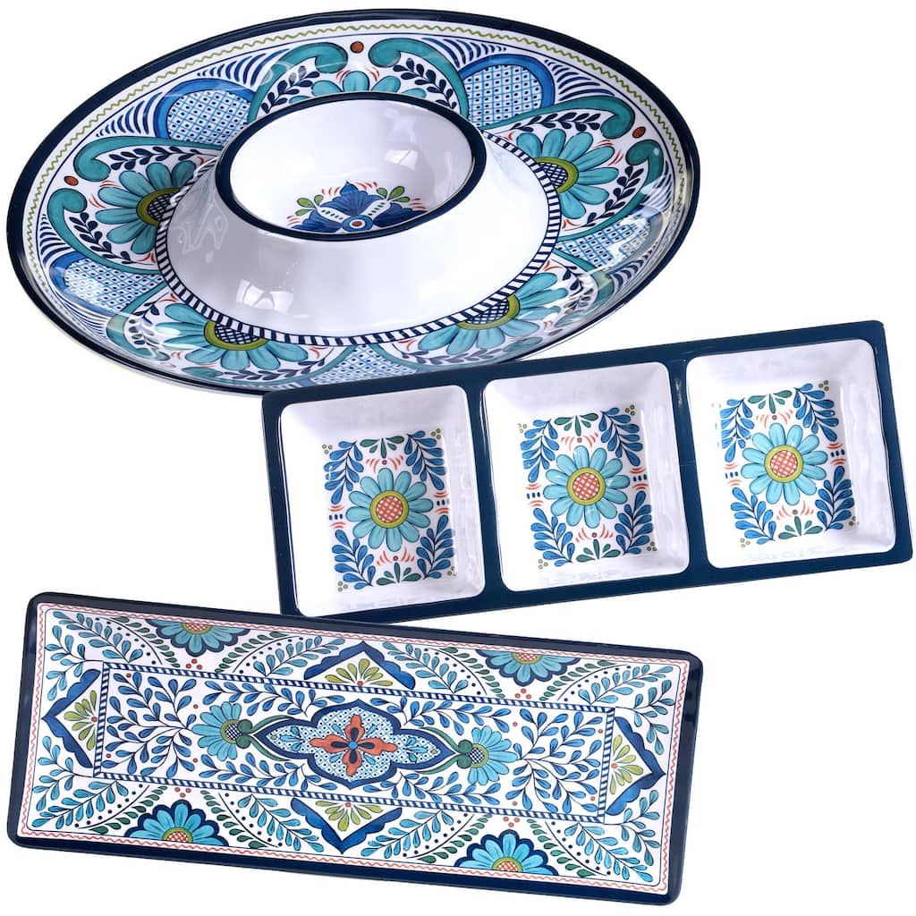 Certified International Talavera Melamine 3-piece Hostess Serving Set
