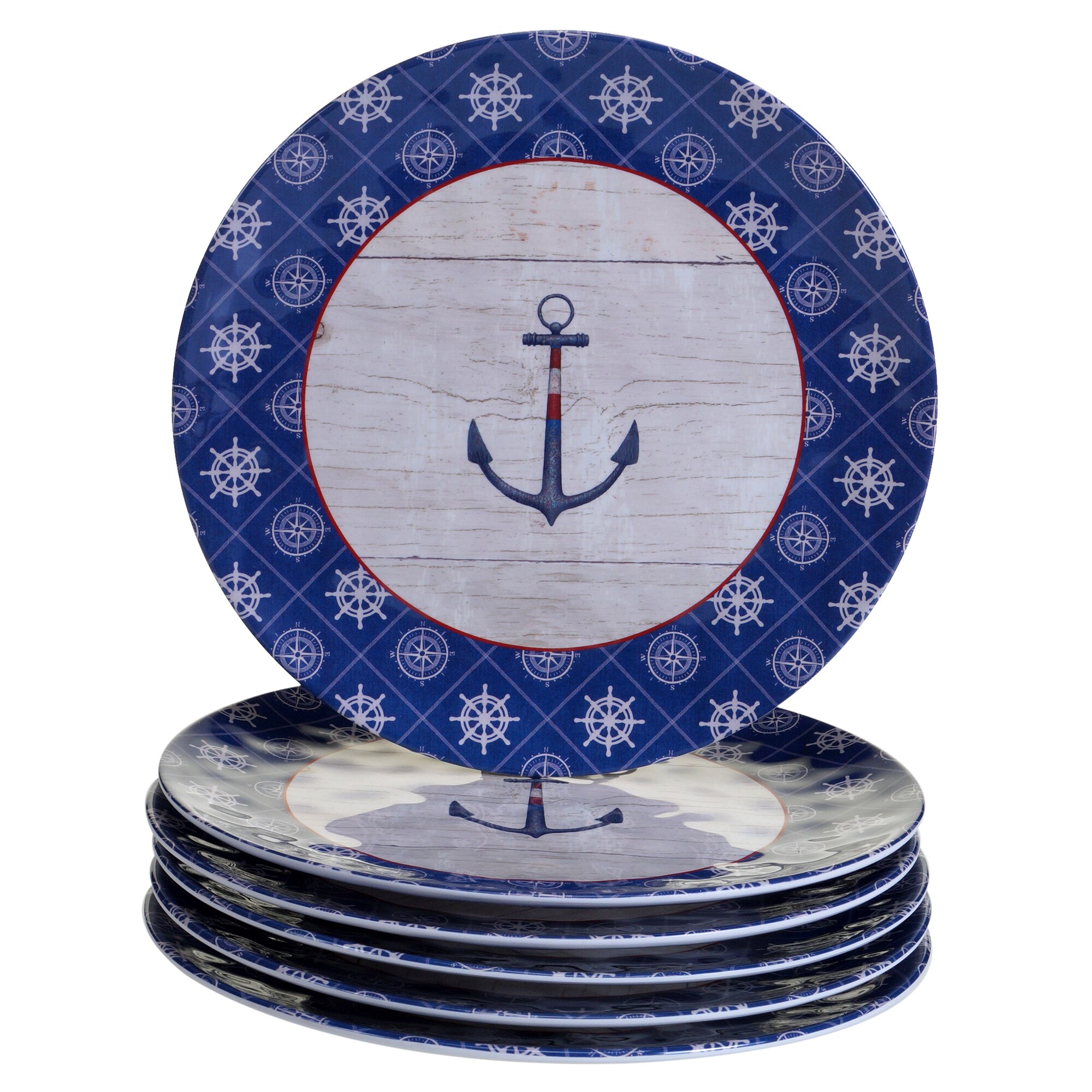 Certified International Melamine Nautique Dinner Plates (Pack of