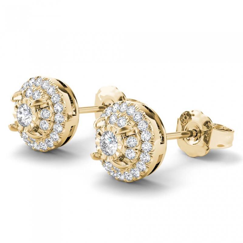 De Couer 10k Yellow Gold 1/4ct TDW Diamond Cluster Earrings