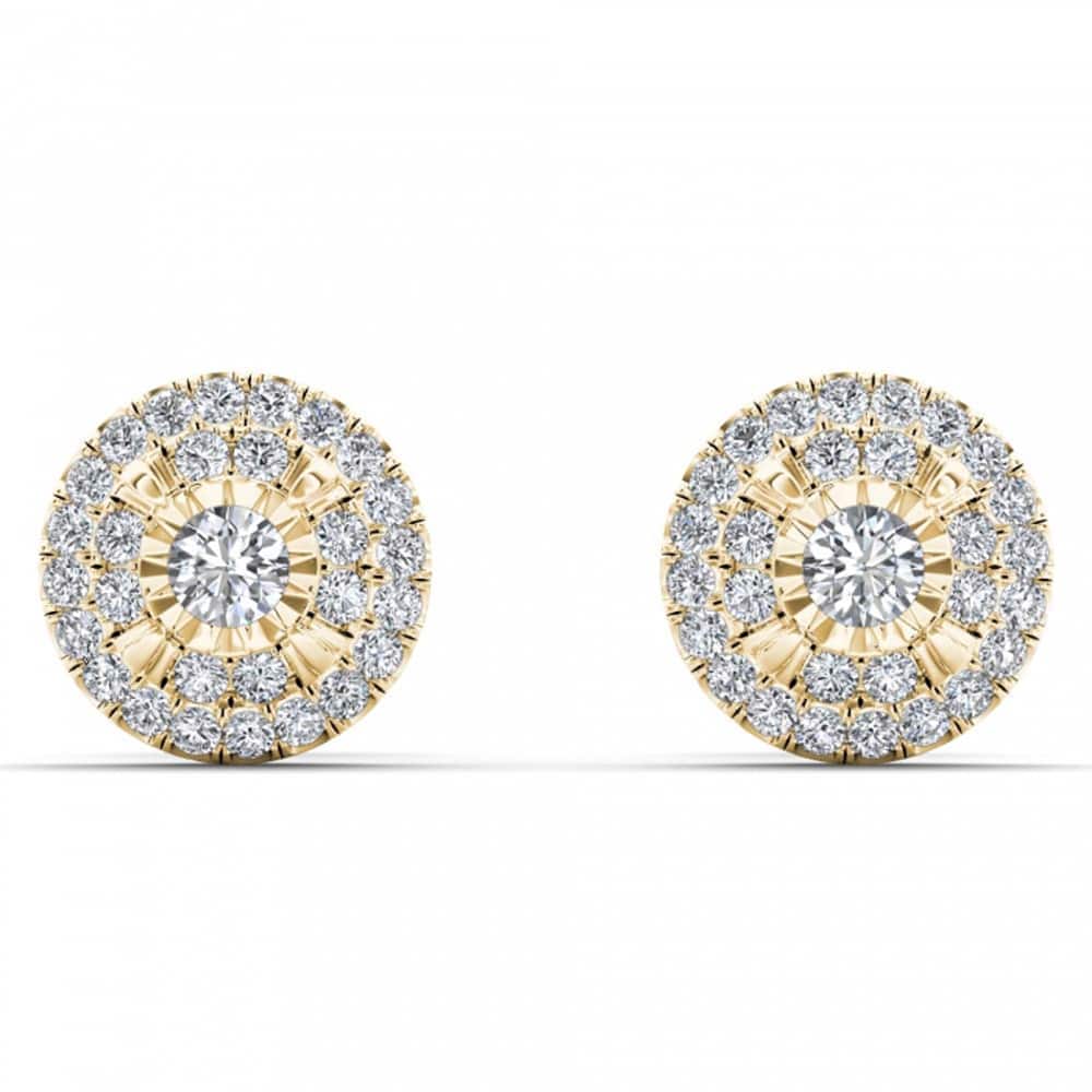 De Couer 10k Yellow Gold 1/4ct TDW Diamond Cluster Earrings