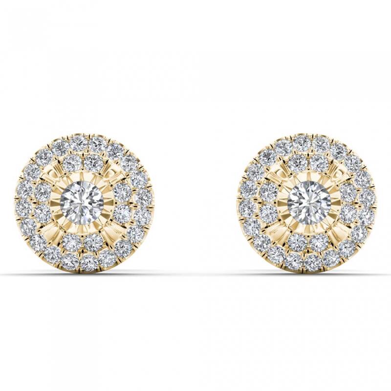 De Couer 10k Yellow Gold 1/4ct TDW Diamond Cluster Earrings