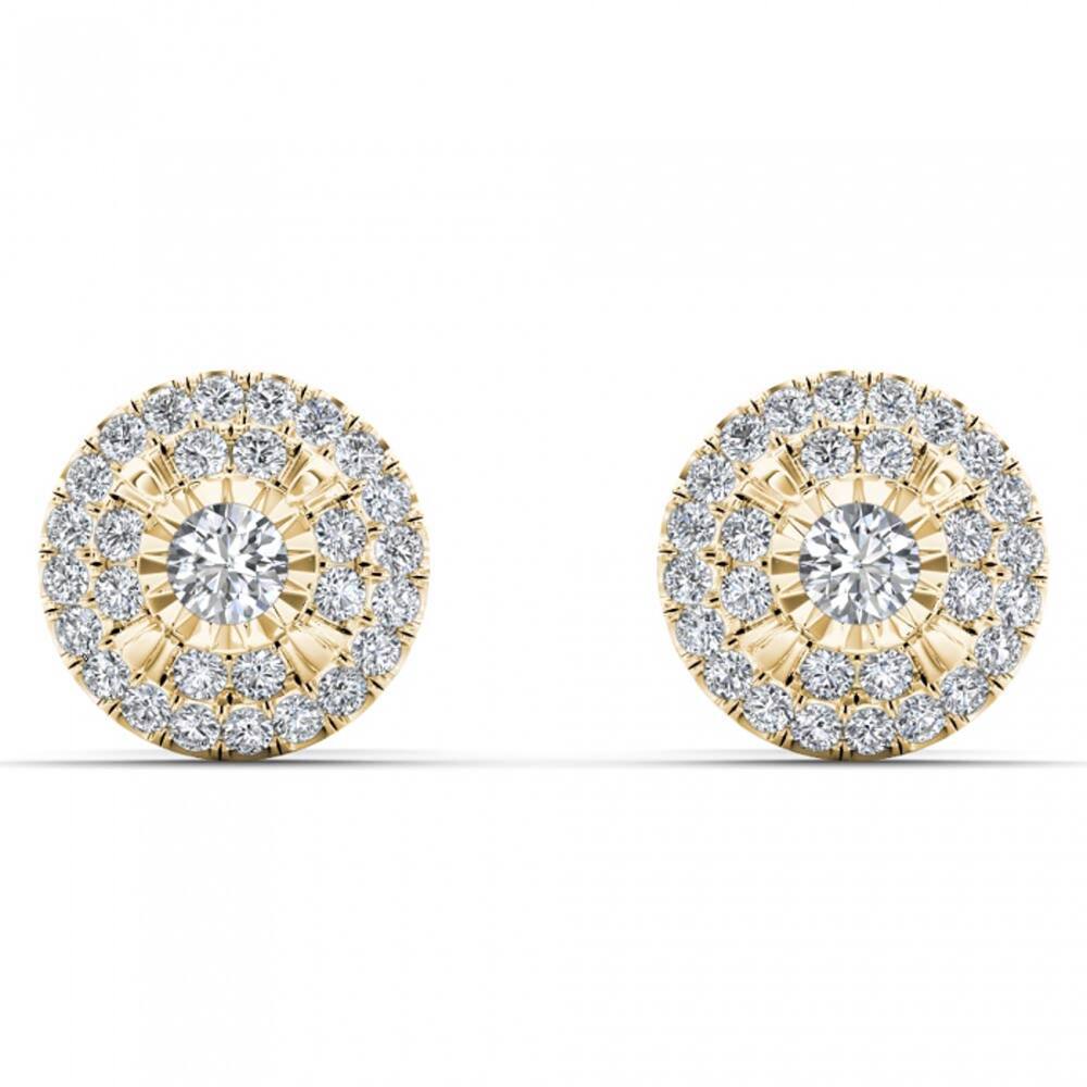 De Couer 10k Yellow Gold 1/4ct TDW Diamond Cluster Earrings