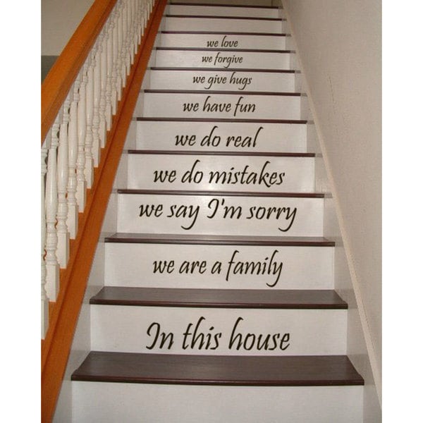 Stair Quotes Stairway We are a family in this house Family Home Decor Staircasem Sticker Decal size 48x65 Color Black. Opens flyout.