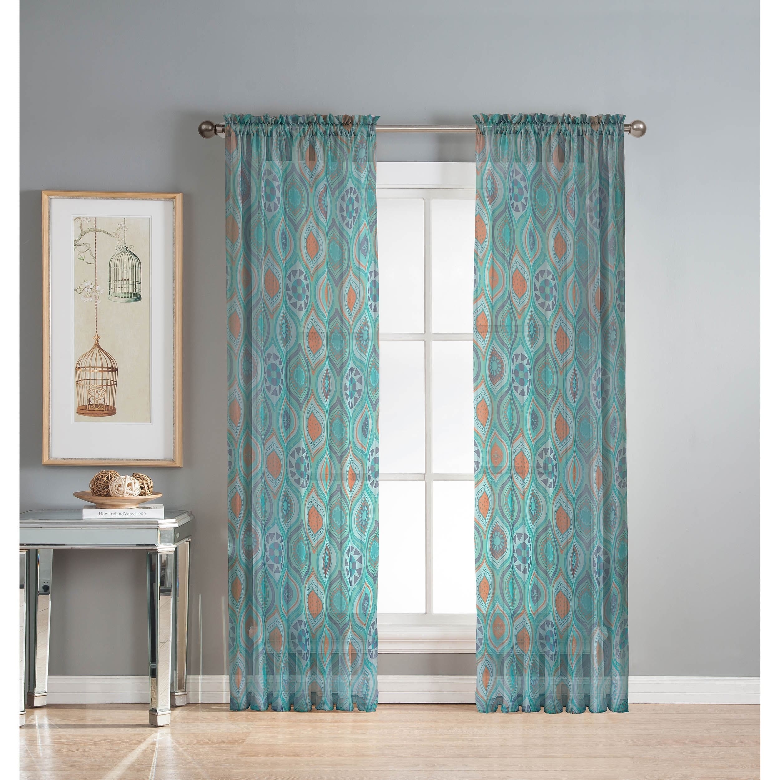 Window Elements Olina Printed Sheer Extra Wide 96 Inch Grommet Window Elements Olina Printed Sheer Extra Wide 96