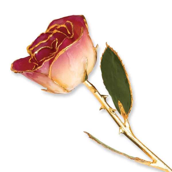 Lacquer Dipped 24k Gold Trim Amethyst Rose Lacquer Dipped 24k Gold Trim Amethyst Rose