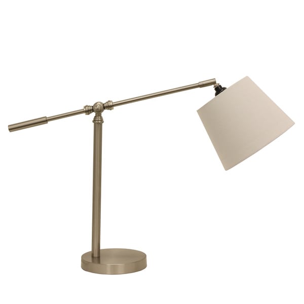 Adjustable Arm White Linen Steel/Metal Table Lamp
