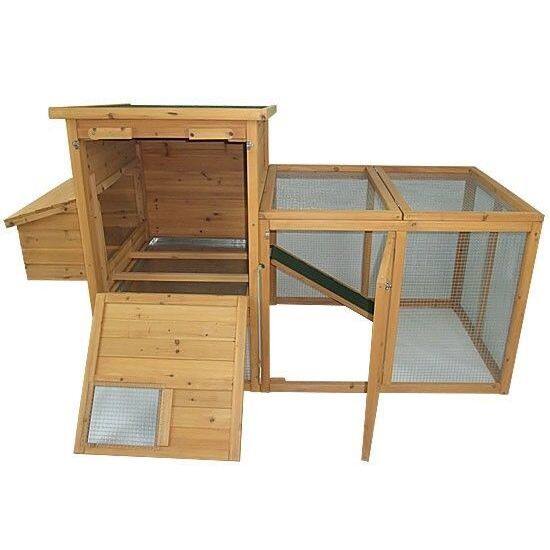 PawHut 75" Wooden Hen House Backyard Chicken Coop with Outdoor Run and Nesting Box