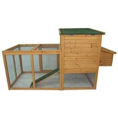 PawHut 75" Wooden Hen House Backyard Chicken Coop with Outdoor Run and Nesting Box
