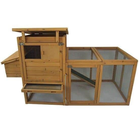 PawHut 75" Wooden Hen House Backyard Chicken Coop with Outdoor Run and Nesting Box