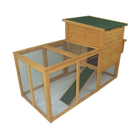 PawHut 75" Wooden Hen House Backyard Chicken Coop with Outdoor Run and Nesting Box