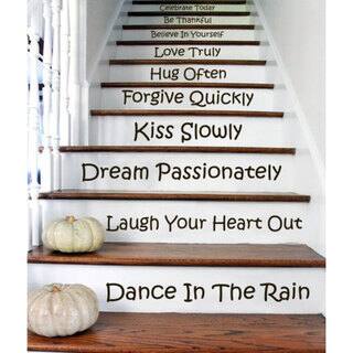 slide 1 of 1, Stair Quotes Stairway Celebrate Today Be Thankful Believe Decal Home Staircase Sticker Decal size 22x30 Color Black