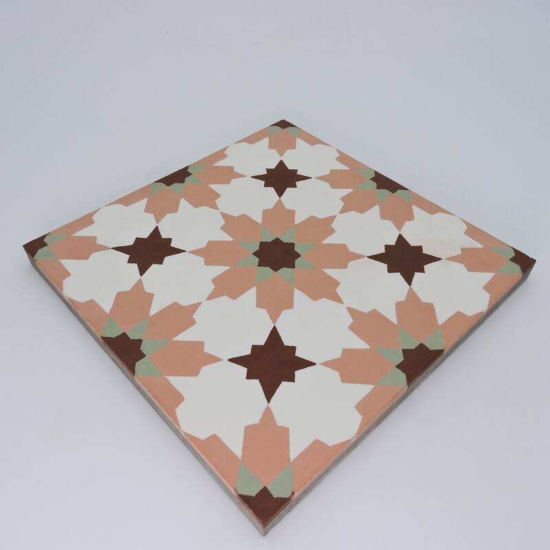 Handmade Ahfir in Pink, Green, Brown Tile, Pack of 12 (Morocco)